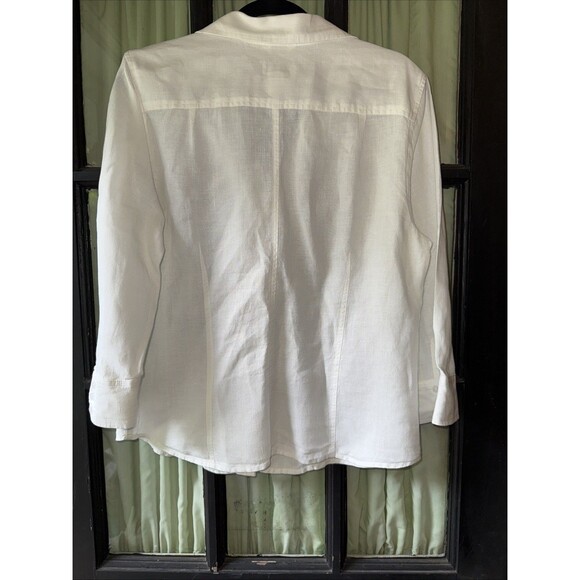 Talbot's Woman Collared  Button Down Irish Linen shirt  Sz M Beach Old Money - Picture 4 of 7